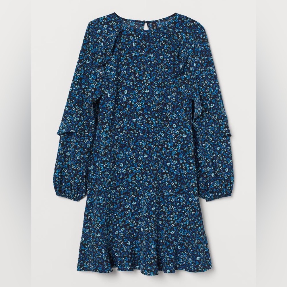 Floral Flounce-trimmed Dress